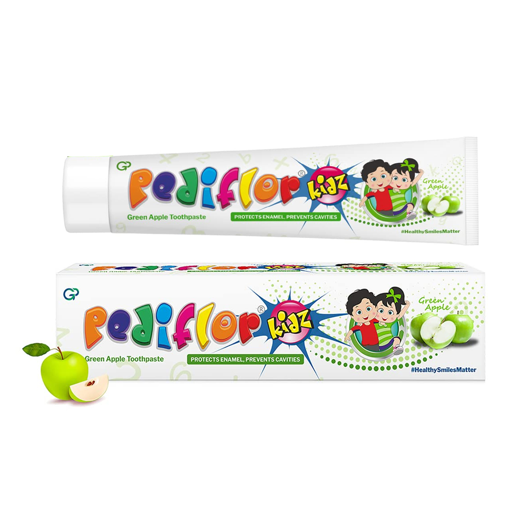 Pediflor Kidz Toothpaste Green Apple 70gm-global Health Available at Online Family Pharmacy Qatar Doha