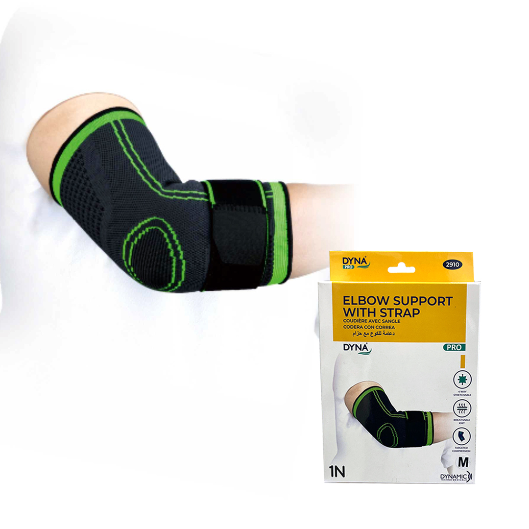 Elbow Support With Strap Grey/green (l) -dyna Pro product available at family pharmacy online buy now at qatar doha