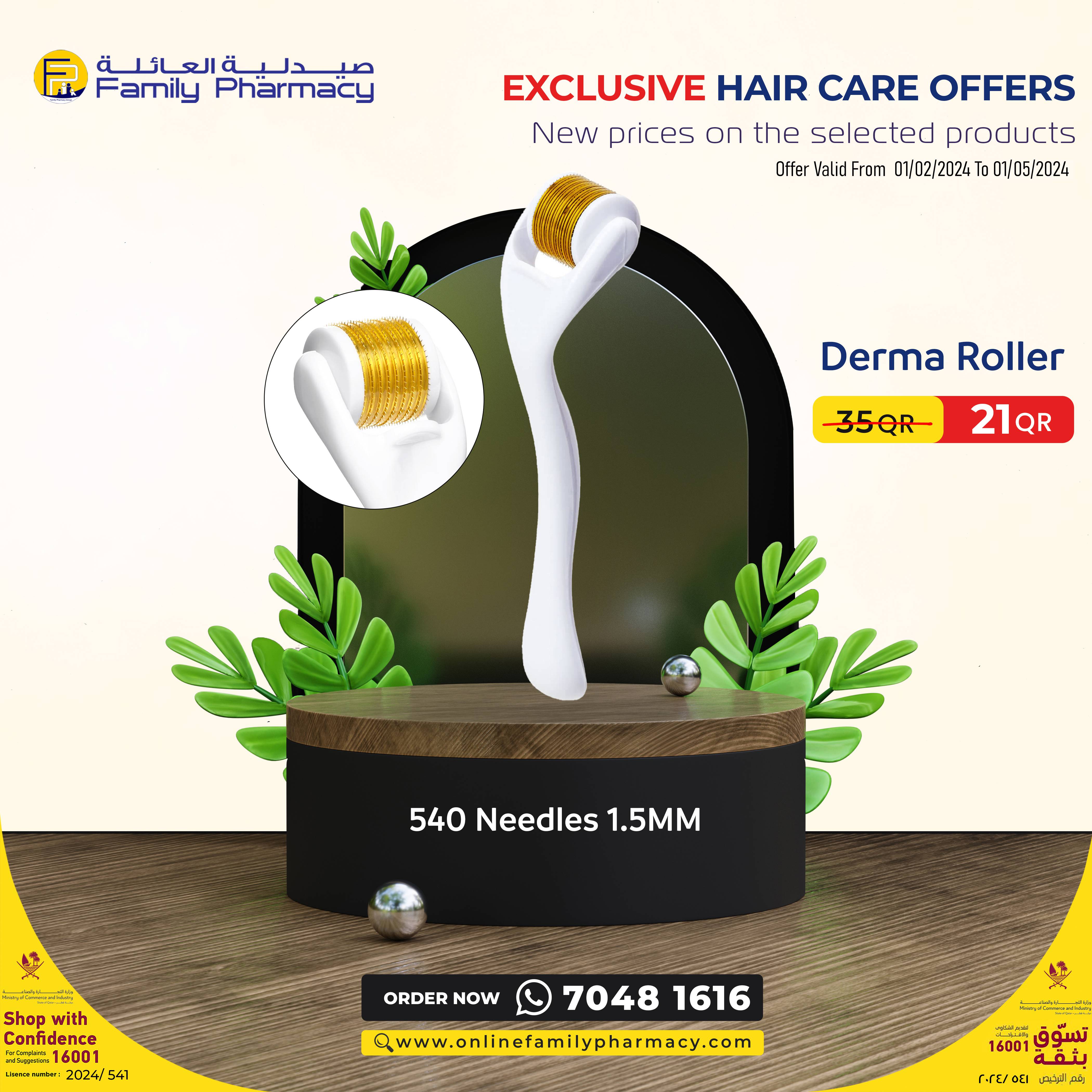 Face Derma Roller-540 Needles-drs 150(1.5 Mm)-beijing Metos(offer) Available at Online Family Pharmacy Qatar Doha