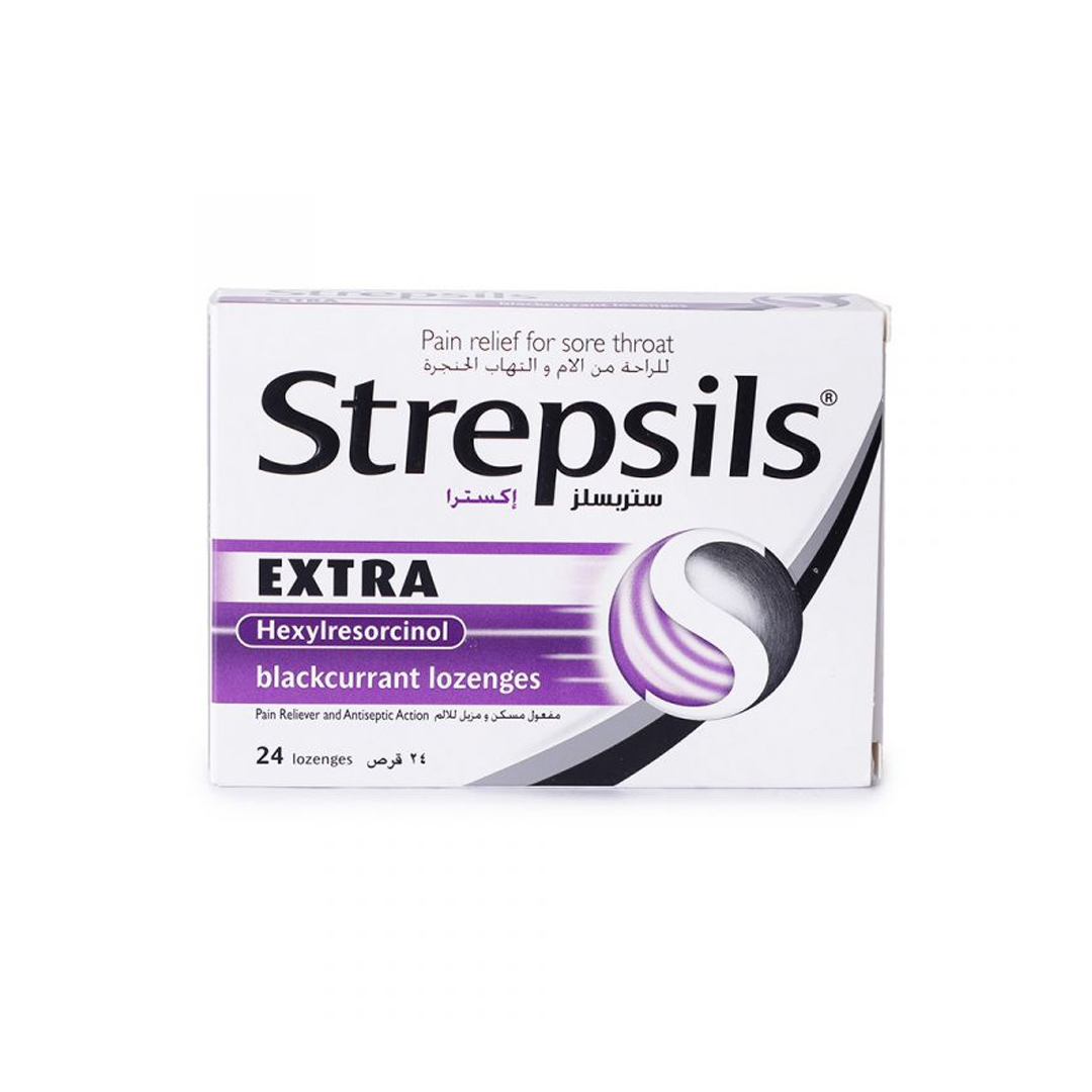 Strepsils Extra (b.currant] Lozenges 24.s product available at family pharmacy online buy now at qatar doha