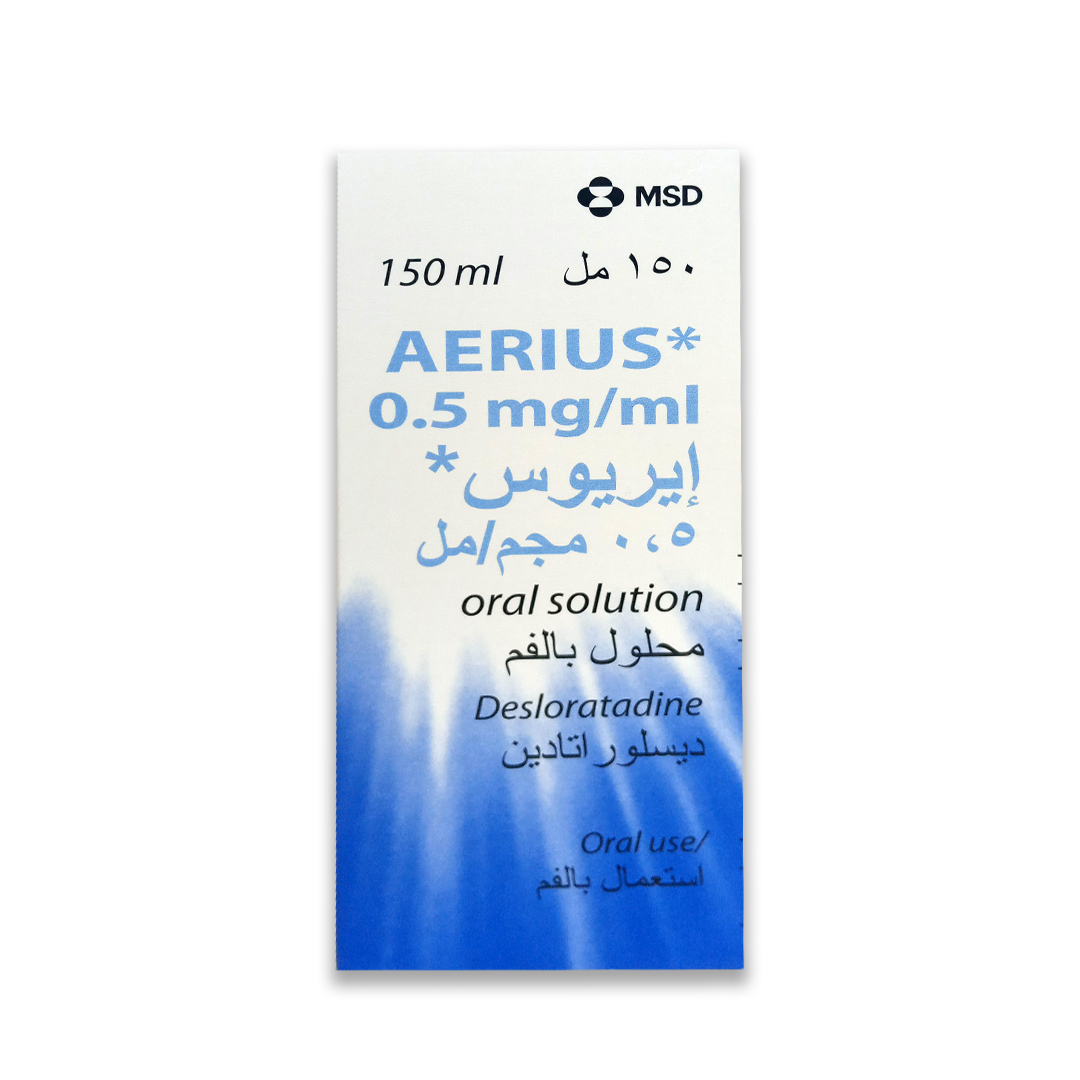 Aerius Syrup 0.5mg 150ml product available at family pharmacy online buy now at qatar doha