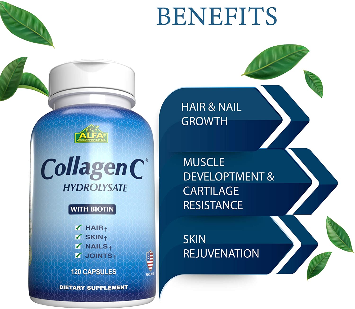 Alfa Collagen C Hydrolysate With Vitamin C 120.s product available at family pharmacy online buy now at qatar doha