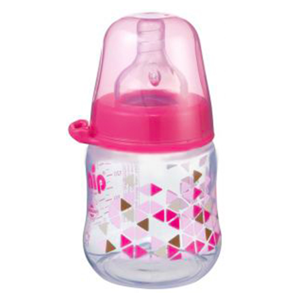 buy online Feeding Bottle Plastic W/silic Teat - Babico Pink Train 150 Ml  Qatar Doha