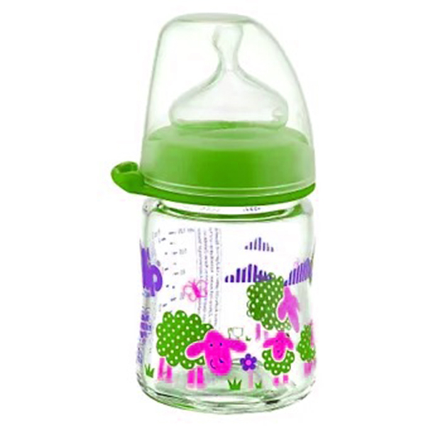 buy online Feeding Bottle Plastic W/silic Teat - Babico Green Rect 260 Ml  Qatar Doha