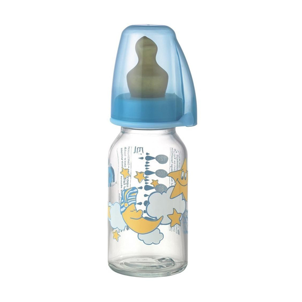 buy online Feeding Bottle Plastic W/silic Teat - Babico Moon & Stars Blue  Qatar Doha