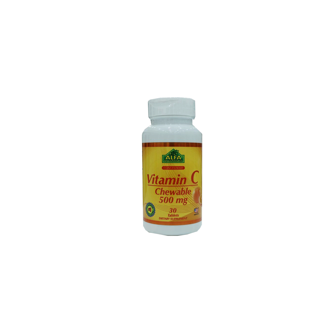 ALFA VITAMIN C 500MG CHEWABLE TABLETS 30'S product available at family pharmacy online buy now at qatar doha