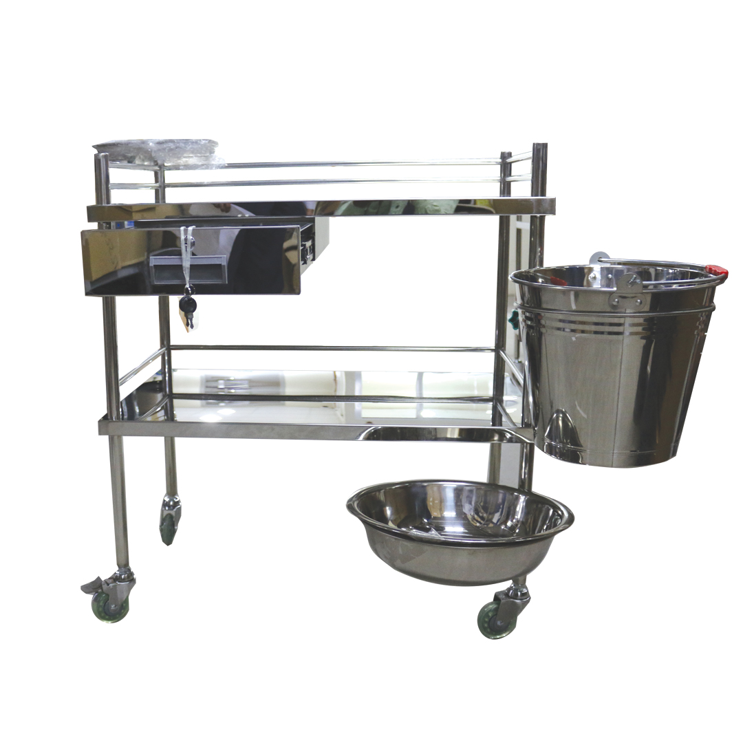 Mexo Trolley-304(2 Shelf/1d (s/s)+1basket+1basin)(800*450*890mm) -trustlab product available at family pharmacy online buy now at qatar doha