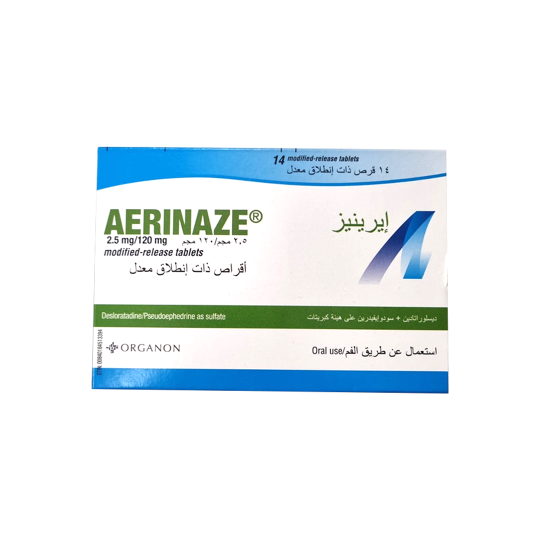 Aerinaze 2.5/120 Mg Tablets 14.s product available at family pharmacy online buy now at qatar doha
