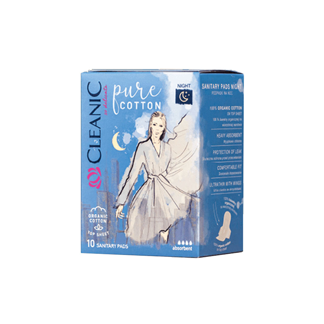 buy online CLEANIC ORGANIC COTTON NIGHT SANITORY PADS 1  Qatar Doha