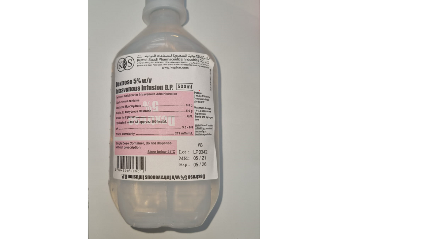 Dextrose 5% 500ml Bottle - Qatar Pharma product available at family pharmacy online buy now at qatar doha