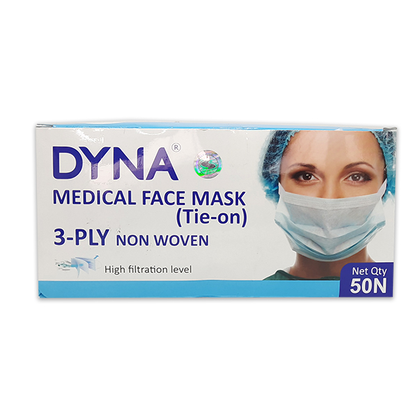 Face Mask 3Ply Surgical Tie-On 50'S - Dyna product available at family pharmacy online buy now at qatar doha