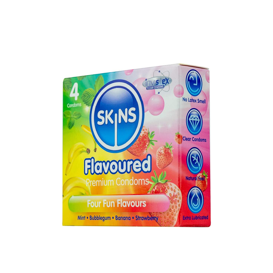 Skins Flavours Lubricated Condoms 4.s product available at family pharmacy online buy now at qatar doha
