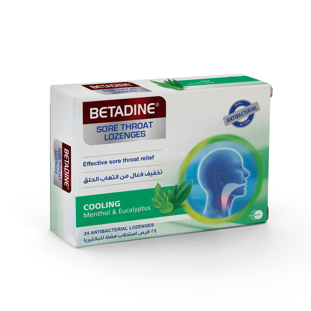 Betadine Sore Throat (menthol&eucalyptus)) Lozenges24.s product available at family pharmacy online buy now at qatar doha