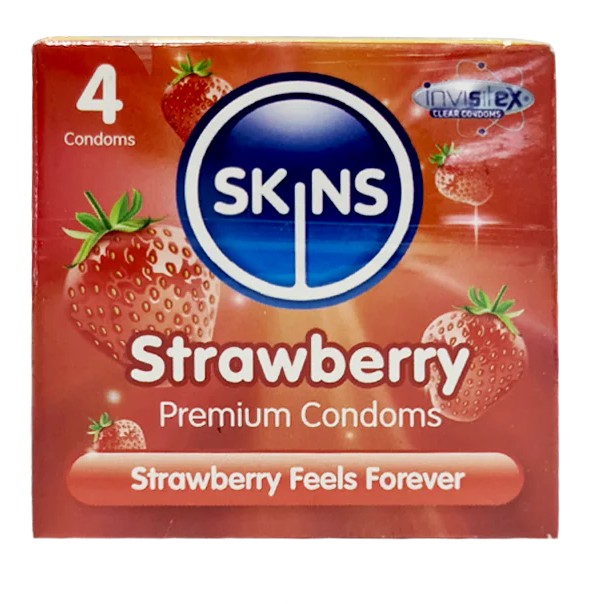 Skins strawberry flad lubricated Condoms 4.s product available at family pharmacy online buy now at qatar doha