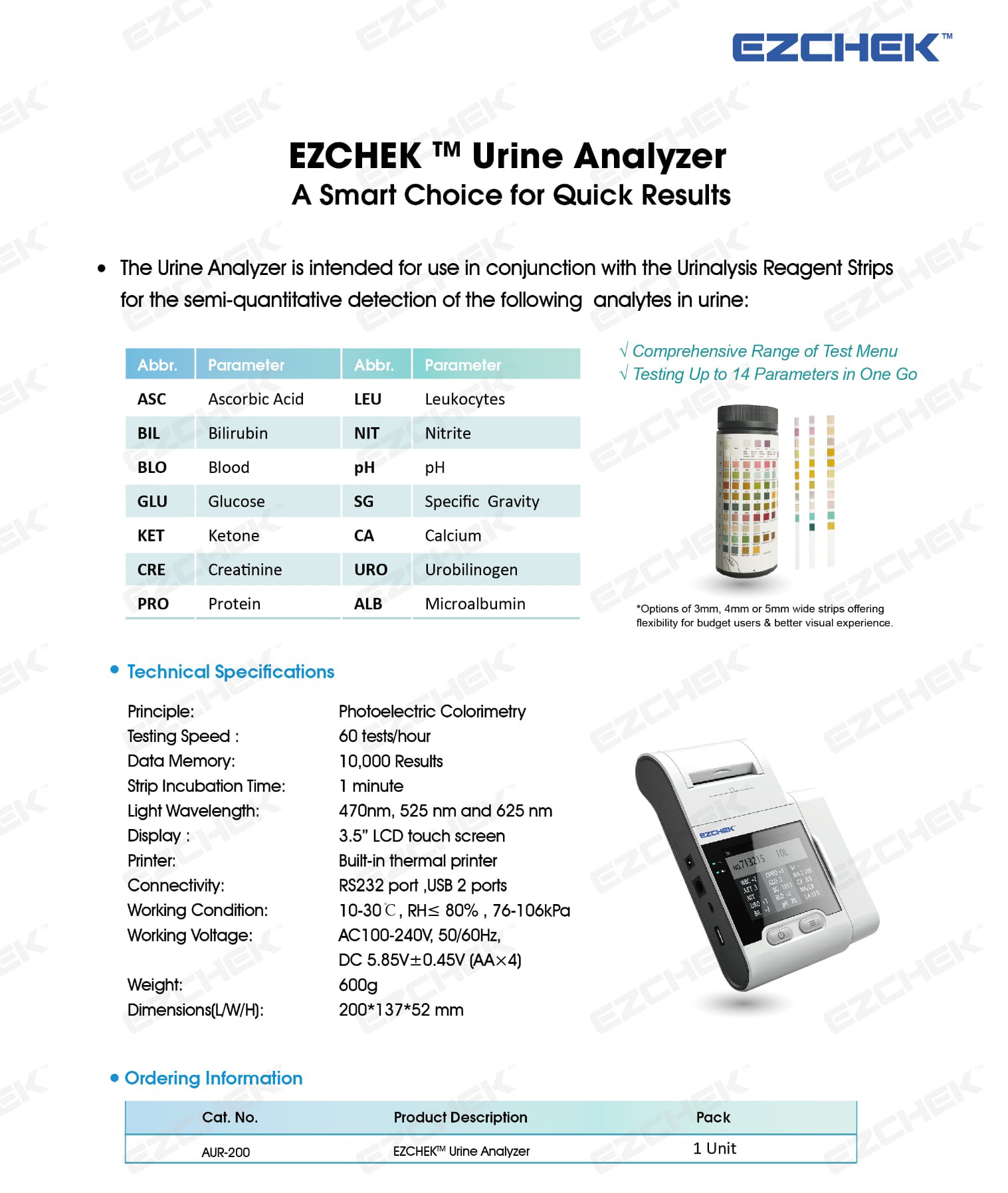 Ezchek Urine Analyzer Strips 100.s - Alltest Biotech product available at family pharmacy online buy now at qatar doha
